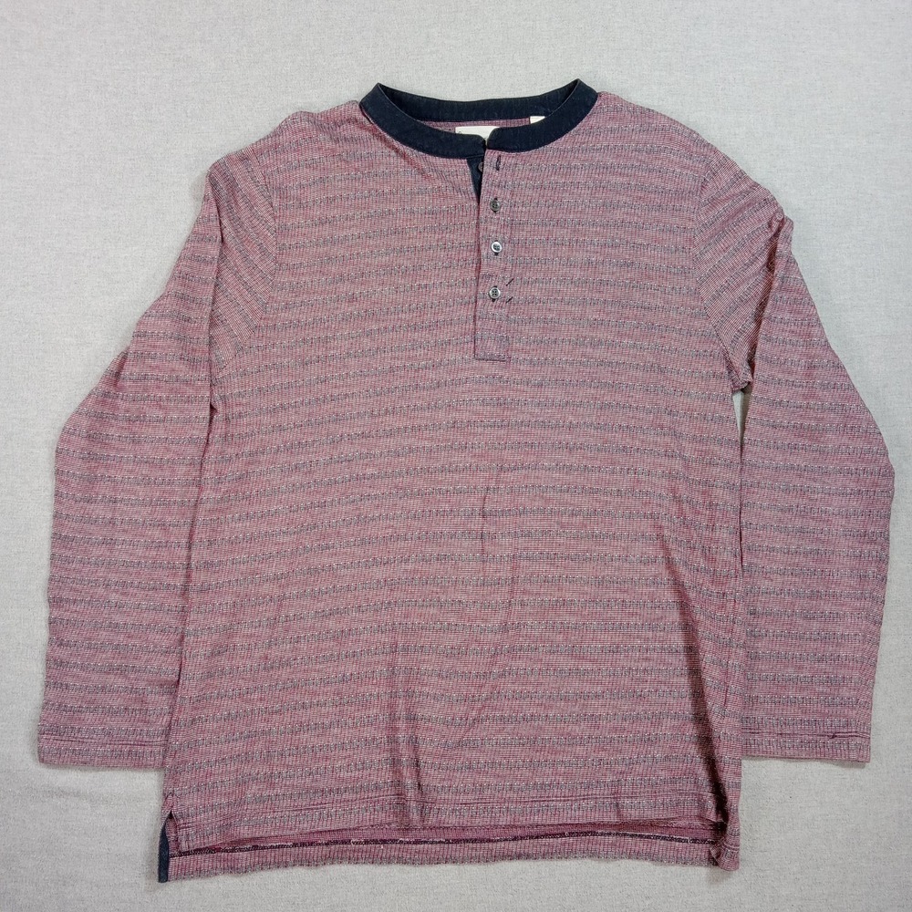 Billy Reid Mens M Waffle Knit Henley Shirt Long Sleeve Made In Peru Cotton Red - Picture 2 of 7
